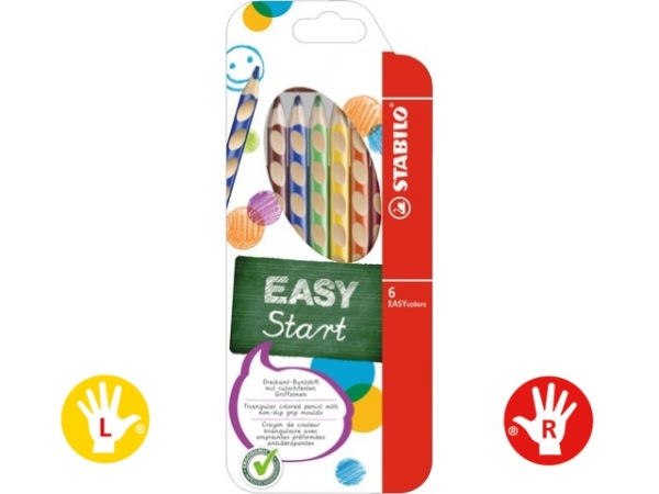 Dreikantbuntstifte EASYcolors (6er-Set) für Linkshänder