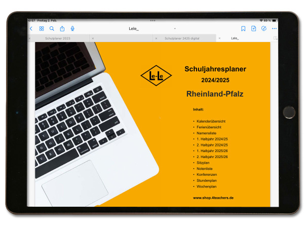 Digitaler Le-Le Schuljahresplaner 2024/25 Rheinland-Pfalz