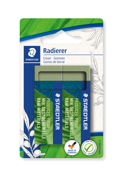 2 Radierer NATURAL (65 x 23 x 13 mm)