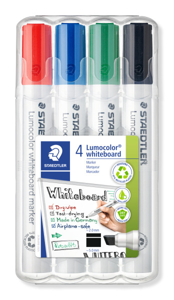 Whiteboardmarker Lumocolor mit Keilspitze (4 Stck.)