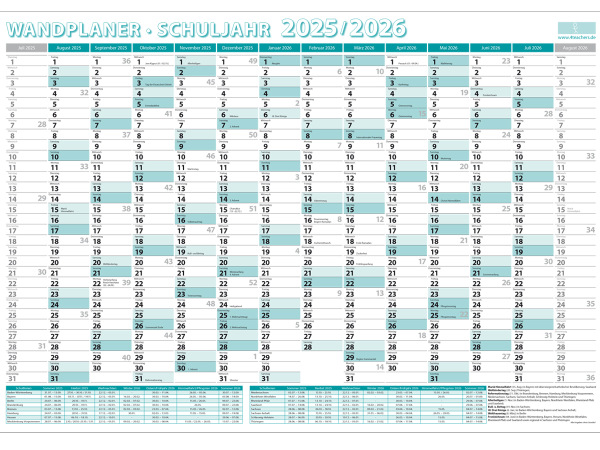 Wandplaner Schuljahr 2025/26