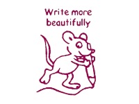 Englischer Lehrerstempel "Write more beautifully" (Motiv: Maus)