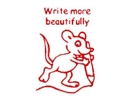 Englischer Lehrerstempel "Write more beautifully" (Motiv: Maus)