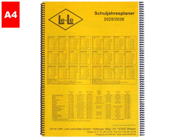 Le-Le Schuljahresplaner DIN A4 2025/26