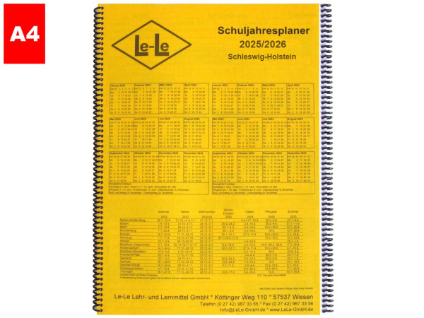 Le-Le Schuljahresplaner DIN A4 2025/26 Schleswig-Holstein