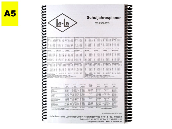 Le-Le Schuljahresplaner DIN A5 2025/26 Hamburg