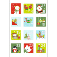24 Sticker Adventskalenderzahlen glitzernd