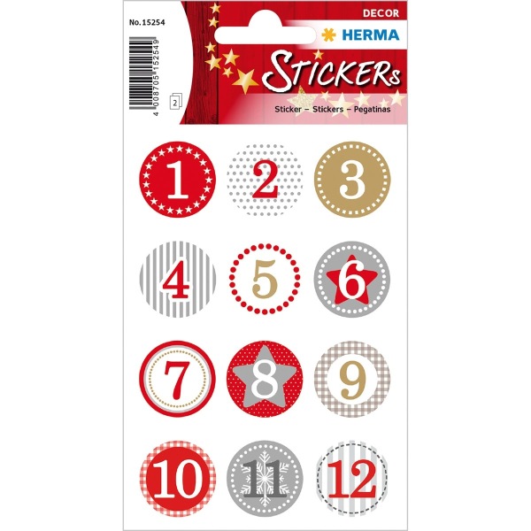 24 Adventskalendersticker, rund
