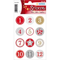 24 Adventskalendersticker, rund