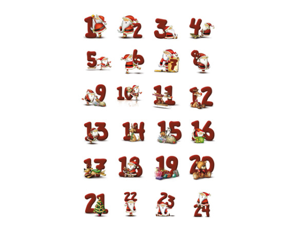 72 Sticker Adventskalender-Lebkuchenzahlen