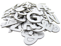 67 Buchstaben und Zahlen aus Karton
